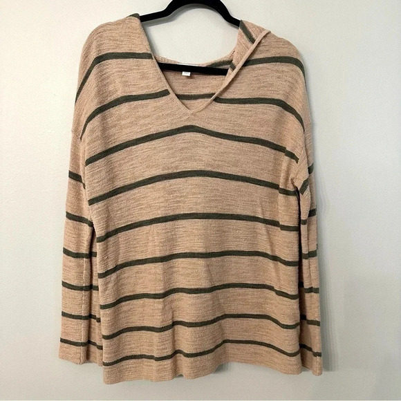 J.Jill Long Sleeve V-Neck Hooded Pink & Green Sweat Sz Small GUC - Picture 2 of 11